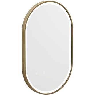 Vente-Unique Specchio per bagno luminoso ovale antiappannamento con contorno Dorato 50 x 80 cm - ALARICO