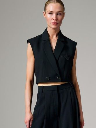 Day Birger Et Mikkelsen Marnie Cropped Gabardine Waistcoat in Black at Nordstrom, Size 10