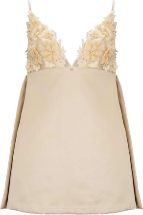 Elisabetta Franchi Tulle Short Dress - Dames - Feestkleedjes - Geel - XL - Polyester - Kleedjes