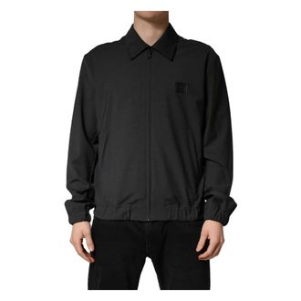 Dolce & Gabbana Light Jackets, male, Black, Size: M Full Zip Jacket