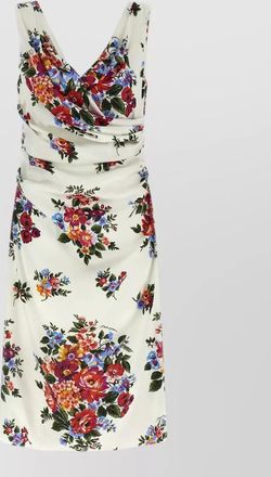 Dolce & Gabbana mazzo di fiori v neck ruched dress
