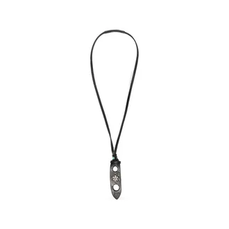Eraldo Flower-embroidered Leather Glasses Necklace