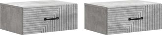 vidaXL Mesita De Noche De Pared 2 Uds. Gris Hormig&oacute;n 49 X 34,5 X 20 Cm Vidaxl