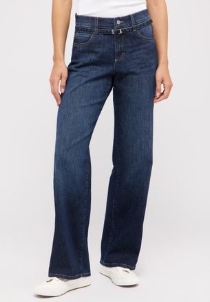 Angels Relax-fit-Jeans ANGELS LIZ BELT, Damen, Gr. 38, L&auml;nge 30, blau (schwarz indigo used), Denim/Jeans, Obermaterial: 79% Baumwolle, 19% Polyester, 2% Elas