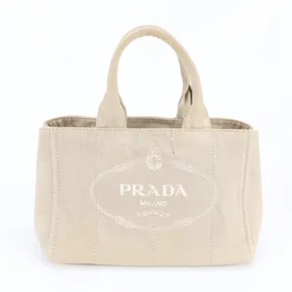 Prada Canapa Beige Canapa Handbag Tote Bag (Pre-Owned)