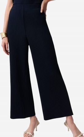 Joseph Ribkoff Pleated Scuba Crepe Wide Leg Pull-On Pants In Midnight Blue