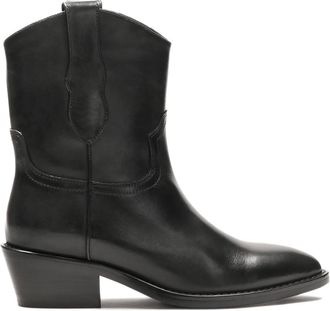 Kazar Zwarte leren cowboy laarzen met instapper bovenkant - Dames - Cowboylaarzen - Zwart - 36 EU - Leer - Schoenen