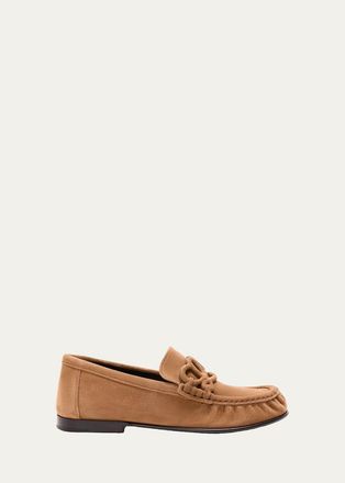 Loewe Double L Suede Loafers