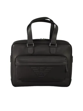 Emporio Armani Black Polyurethane Briefcase with Dual Carrying Options