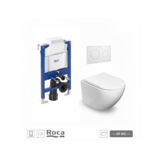 Roca Pack Wc Roca Duplo Bajo Ventana Pl10 Blanco Mat Inodoro Suspendido Round Smart Blanco Brillo De Koller Pool