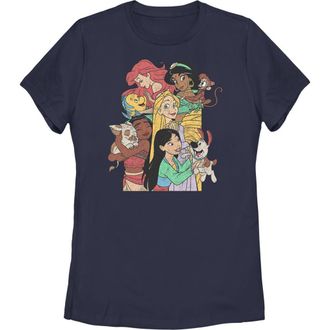 Disney Womens Disney Princess Pets Distressed Graphic T-Shirt in Navy Blue at Nordstrom, Size X-Large