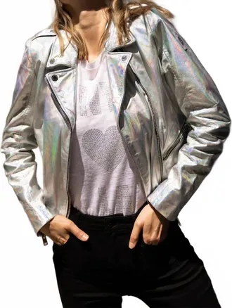 Mauritius Adeni Rf Leather Jacket In Holographic