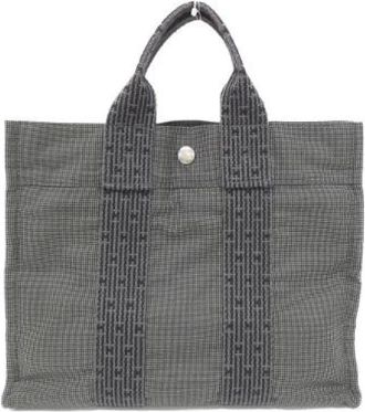 Herm&egrave;s Pre-owned Herline PM Canvas Tote Bag - Dames - Vintage Shopper - Zwart - ONE Size - Vintage