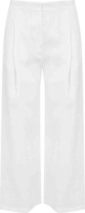 Max Mara Msttartufo Crop Trousers In White Rami Canvas