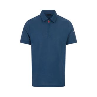 Kiton Polo Shirts, male, Blue, Size: 2XL Zip Cotton Polo Shirt