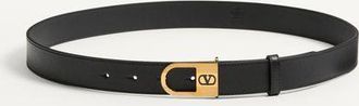 Valentino Garavani VLogo Signature Belt In Shiny Calfskin 30 Mm With Enamelled Logo Detail Man BLACK 085