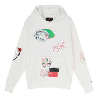 Nike Jordan Air Jordan Alphabet Pattern Pullover Hooded Long Sleeves Hoodie Mens White DQ8044-133