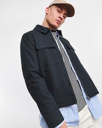 Jacamo Navy Linen Blend Jacket