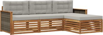 vidaXL Conjunto De Sof&aacute;s De Exterior 4 Uds. Natural Y Gris Claro Vidaxl