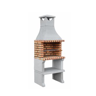 Movelar Barbacoa De Obra Prefabricada De Le&ntilde;a Y Carb&oacute;n Modelo N&aacute;poles Xl (gris, Naranja - 76 X 58 X 207 Cm) Ref: 3610/2 - Cocina De Exterior Compacta Para Jar
