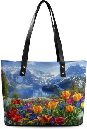 Generic Tulips Floral Tote Bags for Women Cute Shoulder Purses Handbags