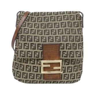 Fendi Pre-owned Cross Body Bags, female, Beige, Size: ONE SIZE Pre-owned Canvas Shoulder Bag 8Bt075Tn9