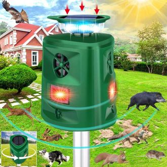 OEM Repelente Ultras&oacute;nico Solar Para Mascotas De 360&deg; - Detector De Movimiento De Hasta 9 M - Construcci&oacute;n Impermeable Ip44 - Bater&iacute;a Recargable Usb Inclu