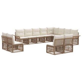 vidaXL Conjunto De Sof&aacute;s De Jard&iacute;n 12 Pcs Beige Rat&aacute;n Sint&eacute;tico Vidaxl