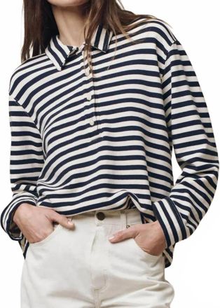 The Great. Rugby Striped Sweatshirt In White