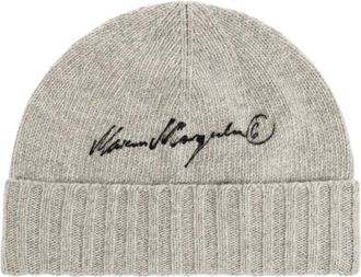 Maison Margiela Wolmuts met geborduurd logo - unisex - Hoeden - Grijs - M - Wol - Accessoires