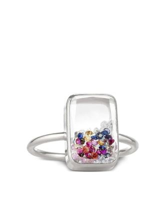 Moritz Glik 18K white gold Confetti multi-stone ring - women - 18kt White Gold/Sapphire/Ruby/Diamond/Tourmaline/Sapphire Crystal - 6 1/2 - Silver