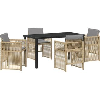 vidaXL Conjunto De Comedor De Jard&iacute;n 5 Pcs Beige Polirat&aacute;n Vidaxl