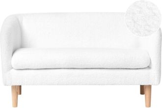 Beliani Kids Sofa White Boucle Upholstered with Armrests Modern 1-Seater Toddler Couch DAGALI