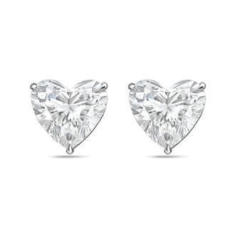 Diana M. Jewels 14Kt White Gold 8.00 cts Lab Grown Heart shaped Diamond Studs