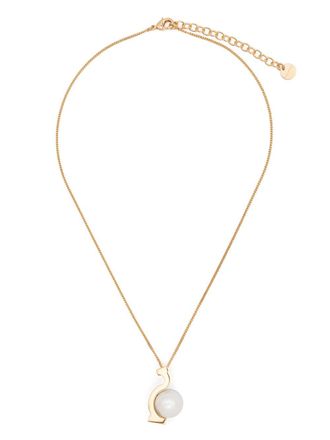 Ferragamo logo-pendant necklace - women - Brass/Acrylic Glass - OS - Gold