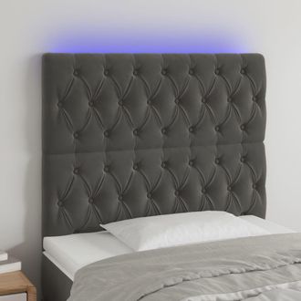 vidaXL Cabecero Con Luces Led Terciopelo Gris Oscuro 90x7x118/128 Cm Vidaxl