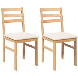 vidaXL Vidaxl - Sillas De Comedor Con Cojines 2 Uds Madera Maciza Caucho