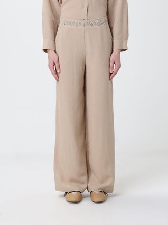 Hanita Pantaloni palazzo Hanita in misto lino con ricami