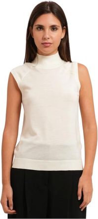 HUGO BOSS Tops, Dames, Beige, L, Wol, Mouwloze coltrui-trui