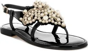 Rag & Co. Zalata Faux Pearl Sandal in Black at Nordstrom Rack, Size 8.5
