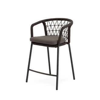 Koketto Home Taburete de exterior gris oscuro con cojin