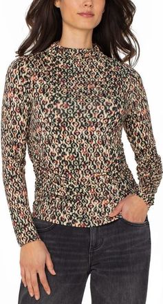 Liverpool L.A. Ikat Print Mock Neck Top in Multi Geo Ikat at Nordstrom, Size X-Small