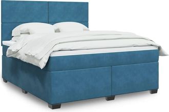 vidaXL Vidaxl - Giroletto A Molle Con Materasso Blu 180x200 Cm In Velluto