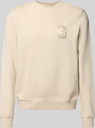Blend Regular Fit Sweatshirt mit floraler Applikation Modell Felica in Sand, Gr&ouml;&szlig;e 3XL