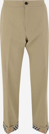 Burberry Mens Cotton Pants Beige Trousers