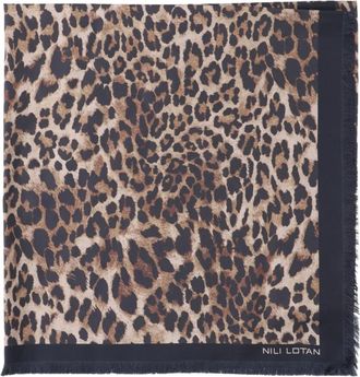 Nili Lotan Sciarpa leopardato con frange - Marrone