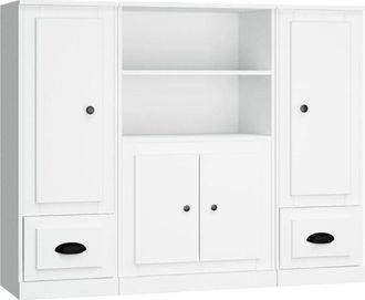 vidaXL Aparadores altos 3 piezas madera contrachapada blanco Vidaxl
