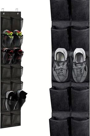 No Brand Organizador De Zapatos Plegable Con 14 Compartimentos Y Ganchos Para Montaje En Puerta