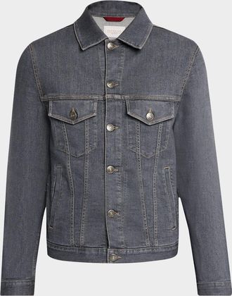Brunello Cucinelli Mens Modern-Fit Denim Jacket