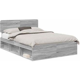 vidaXL Estructura De Cama Con Cabecera Gris Sonoma 140 X 190 Cm Vidaxl